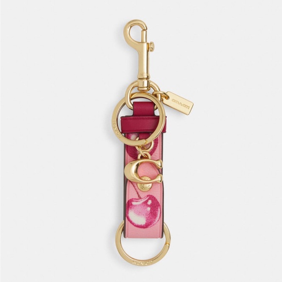 Coach Accessories Coach Trigger Snap Bag Charm With Cherry Print